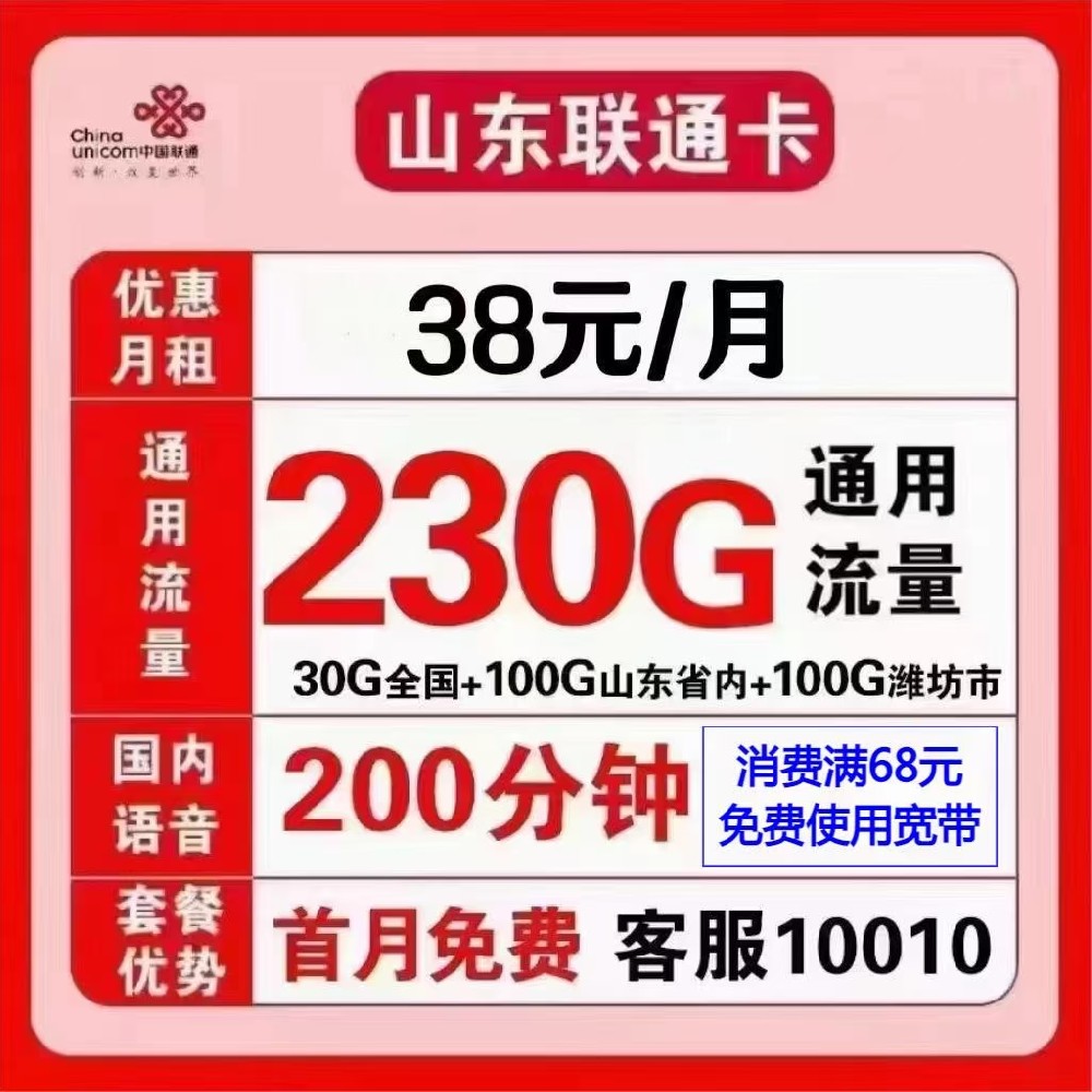 山东大流量联通卡